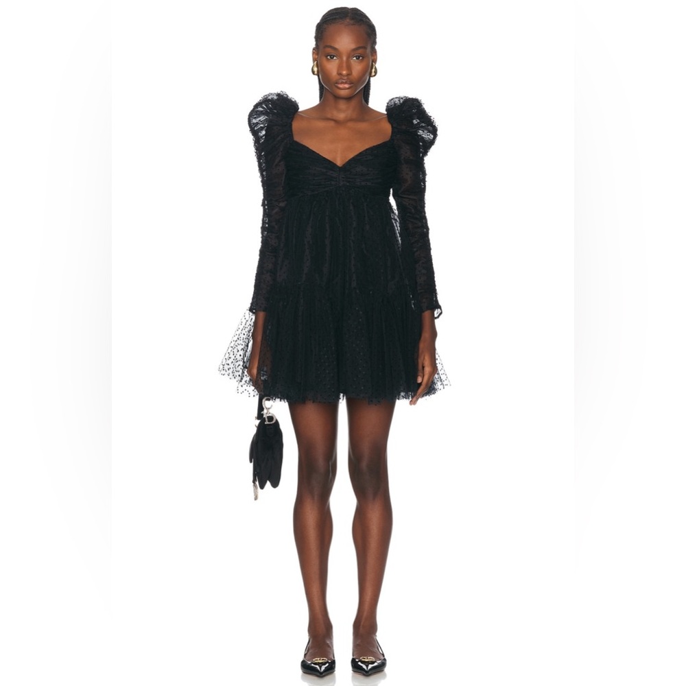 BNWT - Zimmermann Tulle Ruched Mini Dress (Black) - Size AU 1